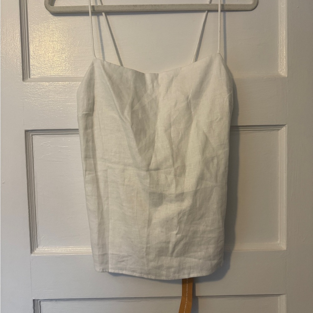Brand New Reformation White Linen Women's Top with Tie Back